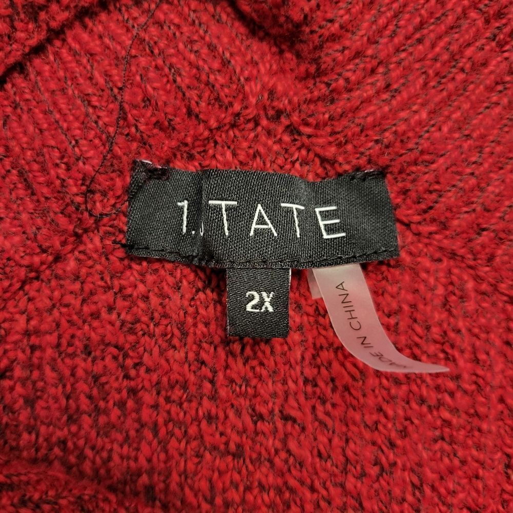 1. State Red Off the Shoulder Plus Size Sweater - Picture 7 of 8